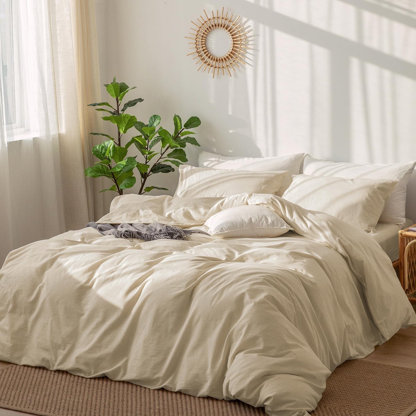 Cloud Solid Duvet Cover Set(Almond milk)