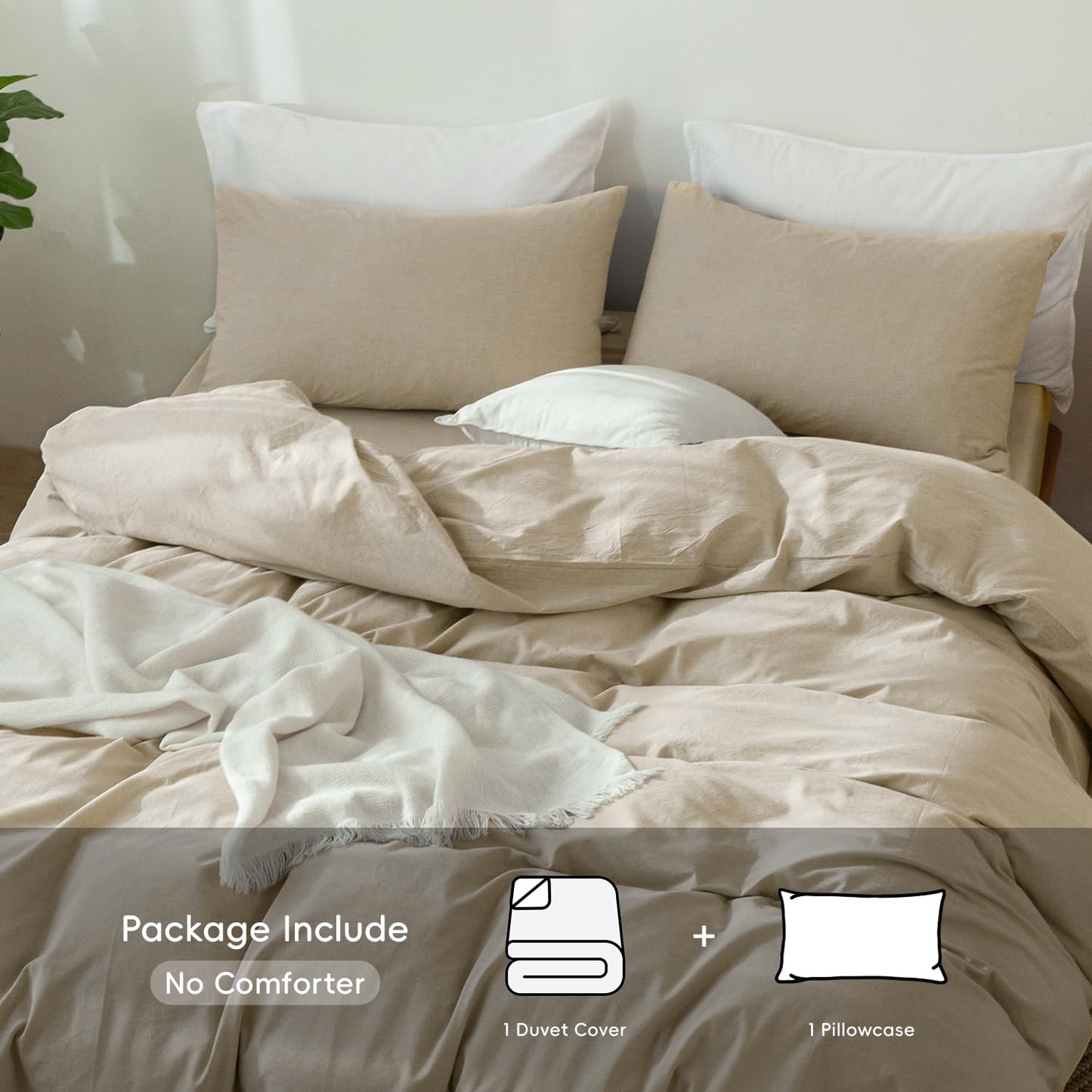 Cloud Solid Duvet Cover Set(Almond milk)