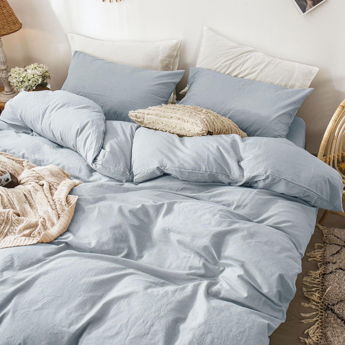 Cloud Solid Duvet Cover Set(Cornflower Blue)