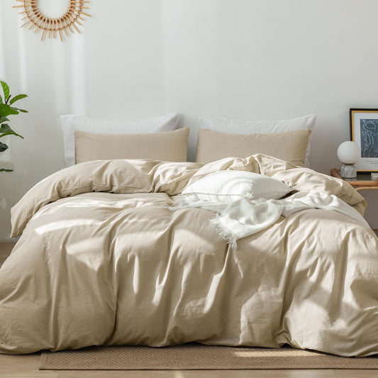Cloud Solid Duvet Cover Set(Almond milk)